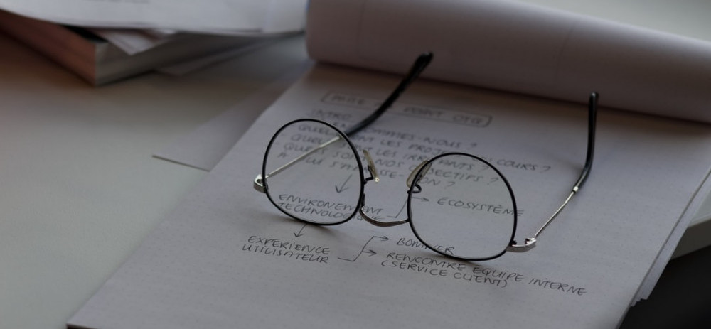 Glasses on a notepad