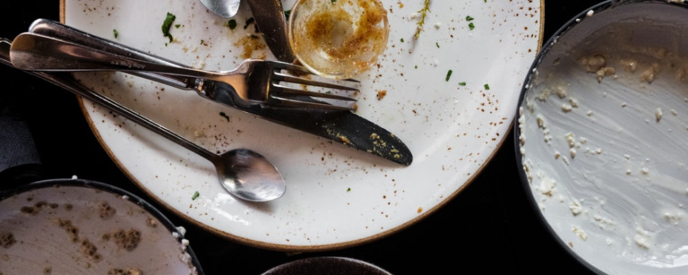 dirty plates and cutlery