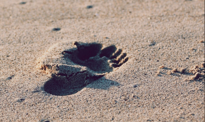 Footprint in sand