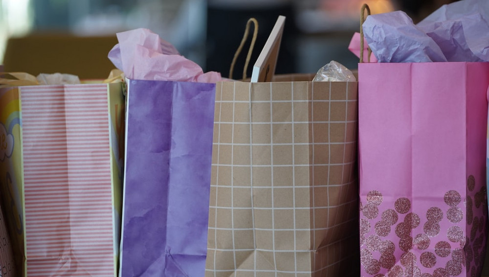 Shopping bags lined up